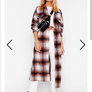 Longline plaid coat